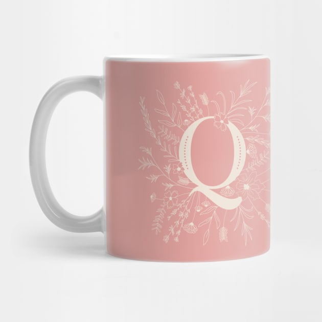 Botanical Letter Q (Hibiscus Pink) by Cascade Patterns